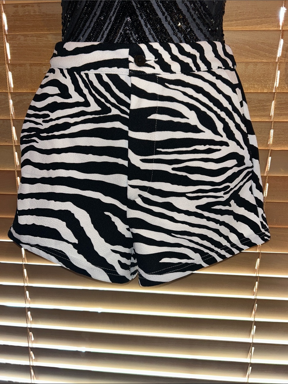 SHEIN Black & White Zebra High Waist Women's Shorts